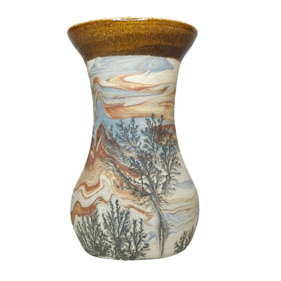 Vintage Sevierville Pottery Bud Mini Vase Trees Dendritic Swirl Tennessee - Picture 2 of 12